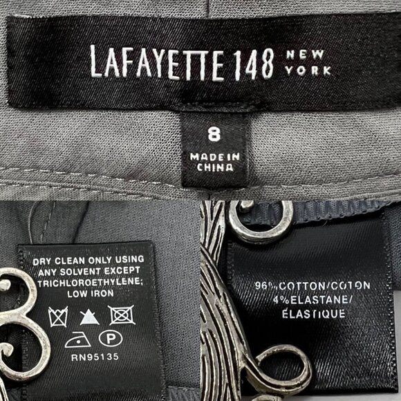 Lafayette 148 Gray Straight Leg Ankle Pants Sz 8 Stretch Center Seams High Rise - Picture 7 of 12
